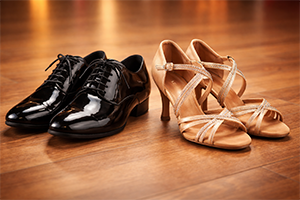 A pair of ballroom and Latin dance shoes